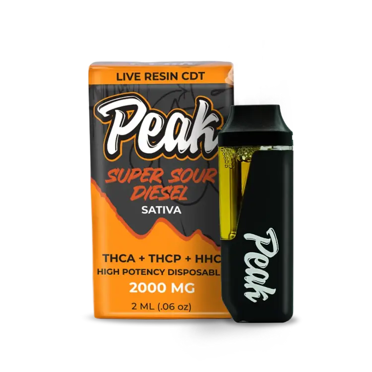 [Vape PEAK 2000mg THCA + THCP + HHC Alta Potencia-CannaAid - Super Sour Diesel (Sativa)] Peak THCA+THCP+HHC 2G Vape Hemp (Super Sour Diesel (Sativa))